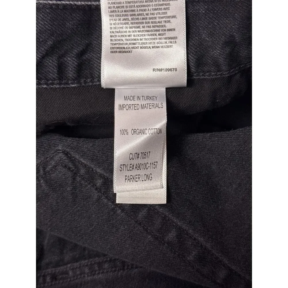 Agolde Parker Long Shorts 32 Womens High Rise Black Denim Cut Off